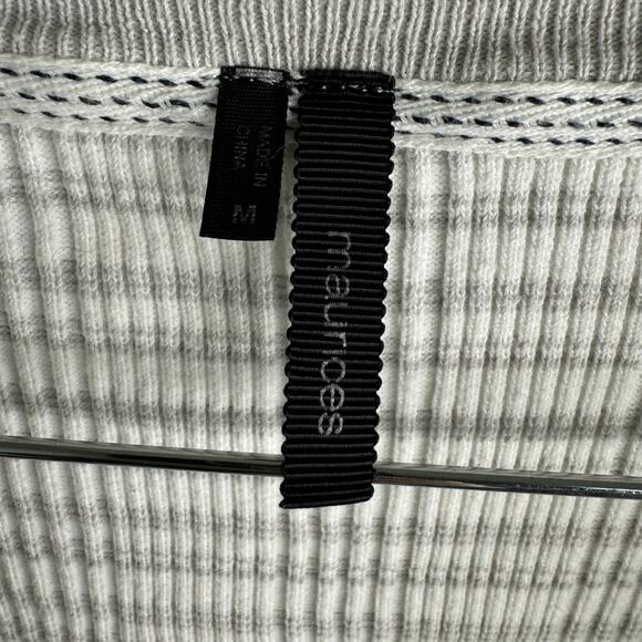 Gray and White Striped Button V-Neck Cardigan - Picture 7 of 9